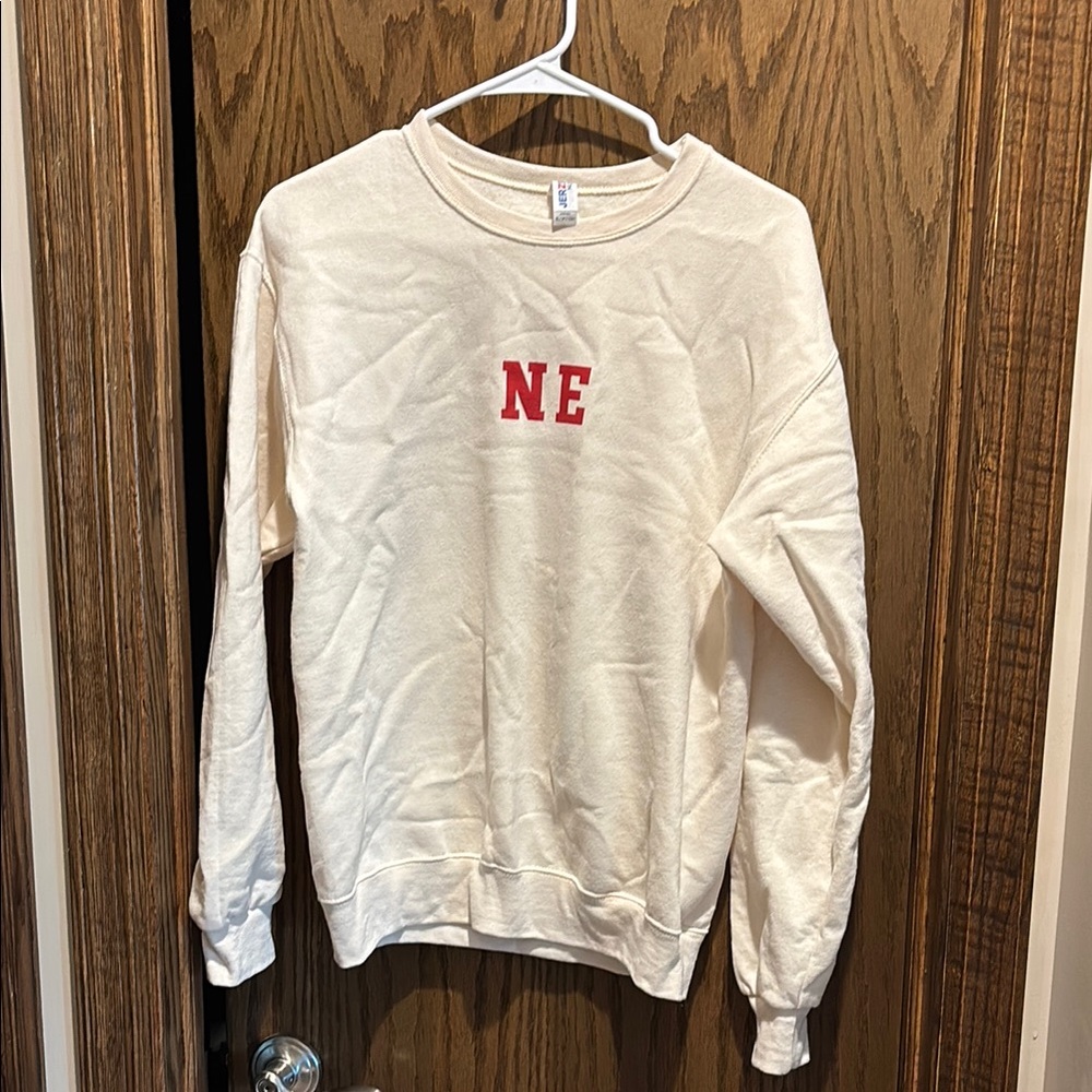 Nebraska Cream Sweater with Red Embroidery